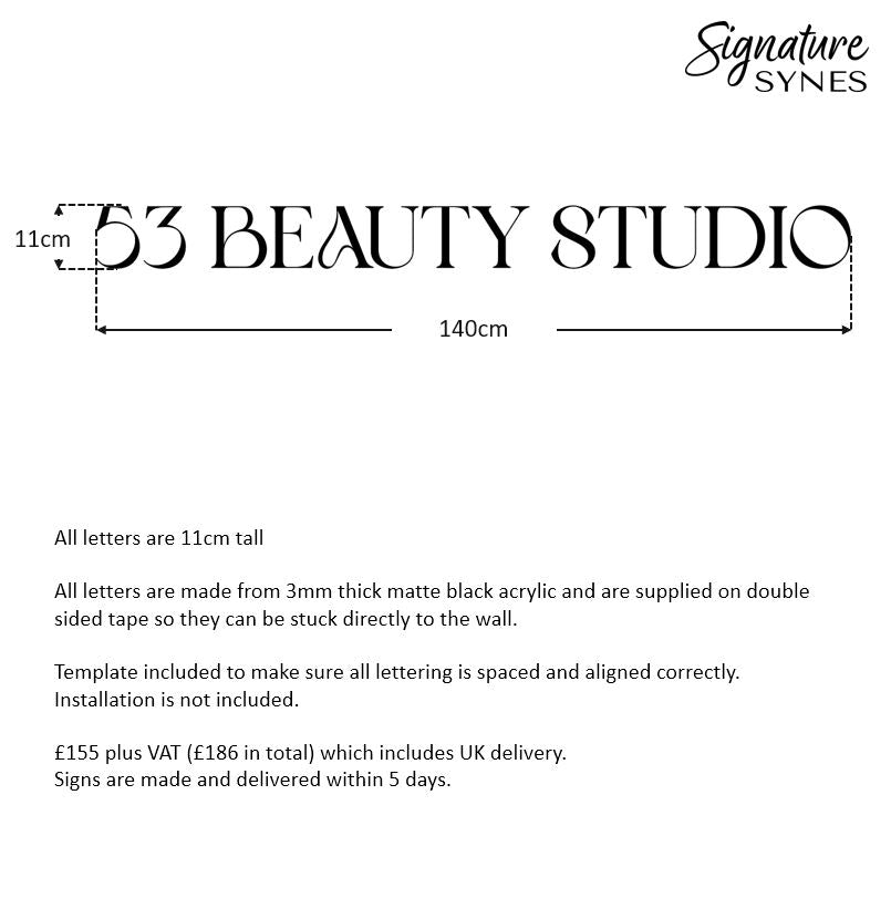 Custom Order - 53 BEAUTY STUDIO - Matte black - 140cm wide - Double Sided Tape
