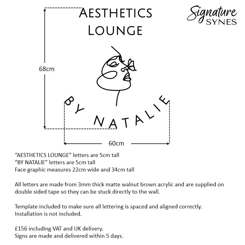 Custom Order - AESTHETICS LOUNGE BY NATALIE - matte walnut brown - 60cm wide - Double Sided Tape