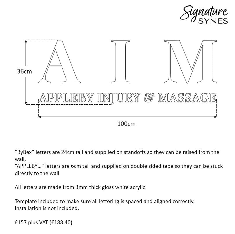 Custom Order - AIM - gloss white - 100cm wide - Standoffs + Double Sided Tape