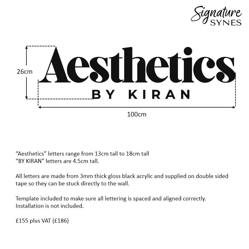 Custom Order - Aesthetics BY KIRAN - gloss black - 100cm wide - Double Sided Tape