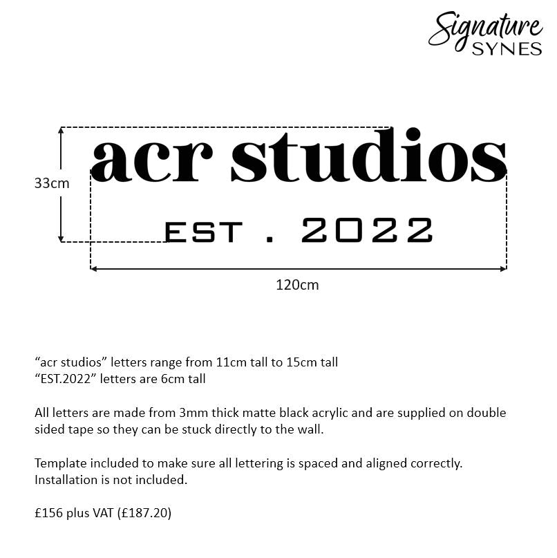 Custom Order - acr studios - Matte black - 120cm wide - Double Sided Tape