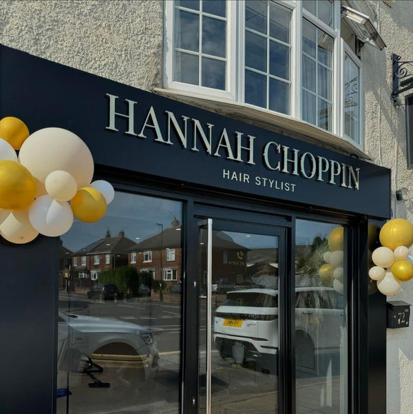 luxury mirror gold shop outdoor sign for hair and beauty shop front designed UK by Signature Synes