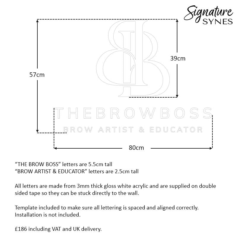 BALANCE PAYMENT - THE BROW BOSS - gloss white - 80cm wide - Double Sided Tape